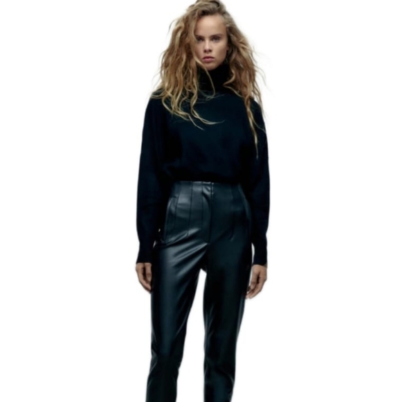 ZARA FAUX LEATHER TROUSERS BLACK | 9416/872 SIZE S - Picture 1 of 4